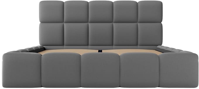 Vente-unique Bed met opbergruimte stof grijs 140 x 190 cm