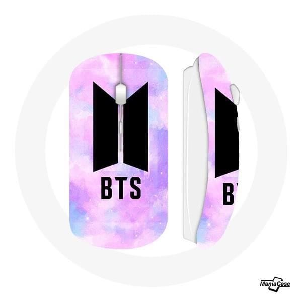 Souris Sans Fil - MANIACASE - BTS Logo - Couleurs Violet, Bleu, Rose - USB Wifi - Compatible Mac et PC