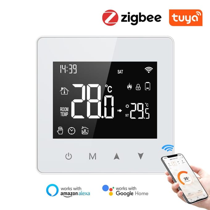 Tuya ZigBee Intelligente Constante Temperatuurregelaar Temperatuur Instelbaar LCD-scherm wit