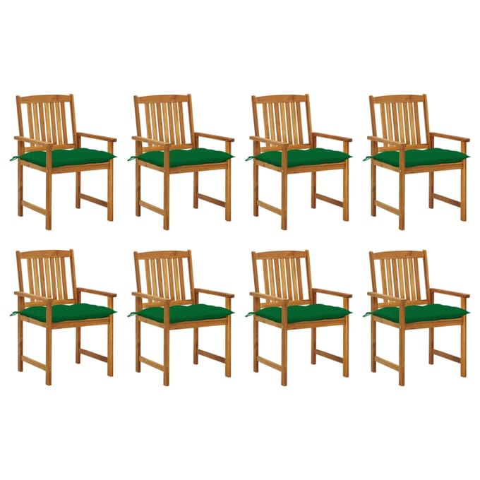 vidaXL - Tuinstoelen - 8 - st - met - kussens - massief - acaciahout