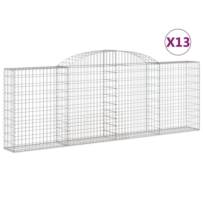vidaXL - Schanskorven - 13 - st - gewelfd - 300x30x100/120 - cm - ijzer
