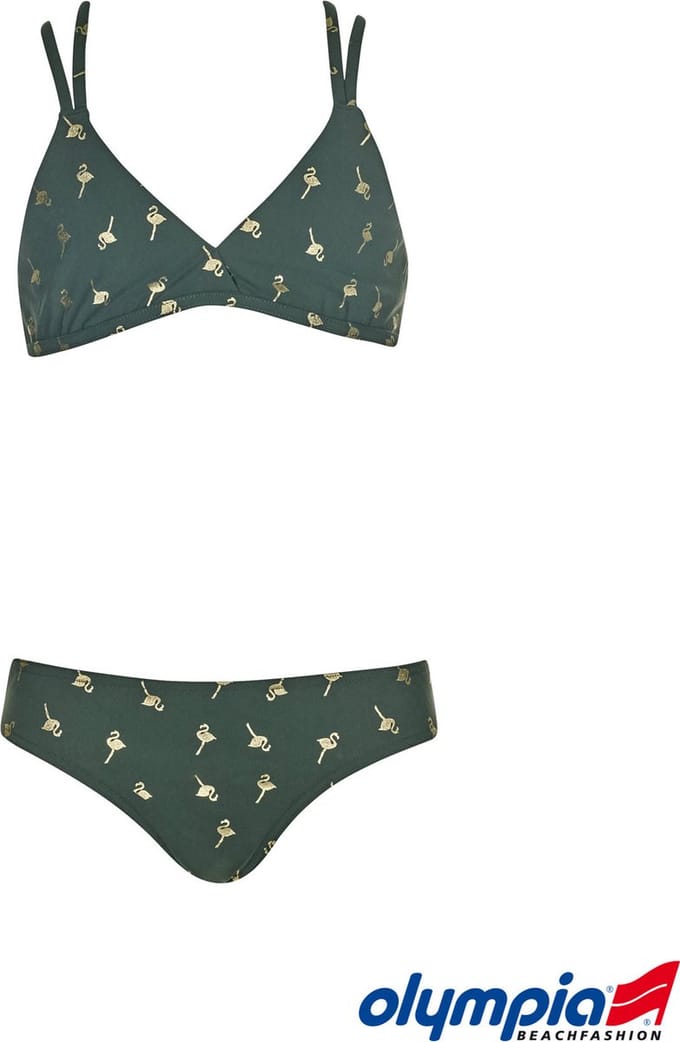 Olympia - Bikini - Groen met flamingoprint - 14 jaar/ 164
