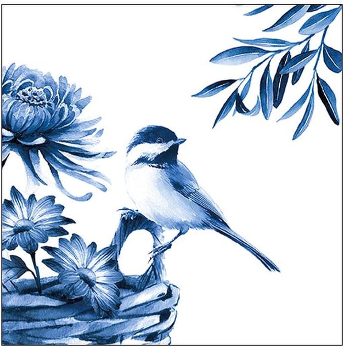 Lunch servetten Blue Bird / Blauw Wit - Ambiente - 33x33 cm