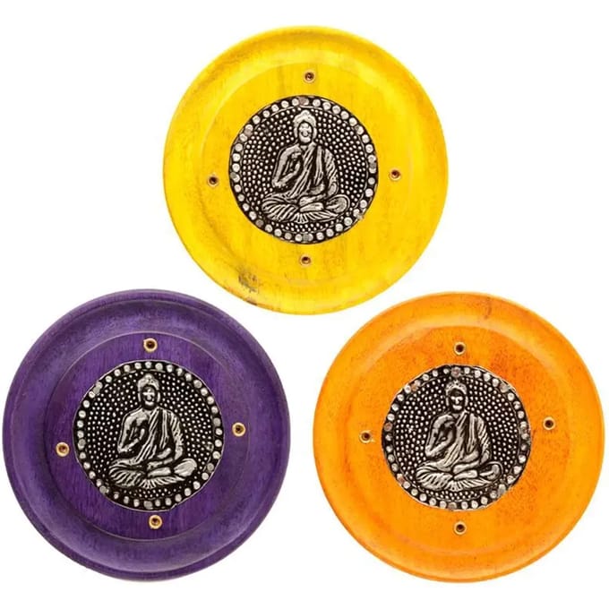 Ronde wierookhouder van mangohout Puckator