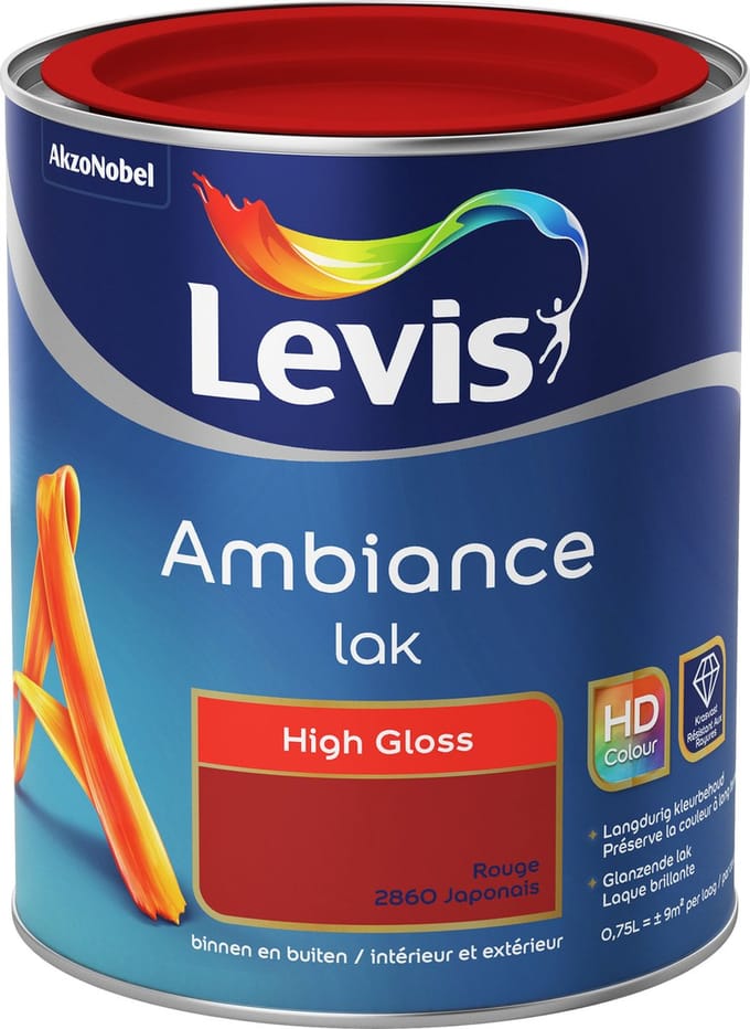 Levis Ambiance Lak High Gloss - Rouge Japonais - 0,75 L