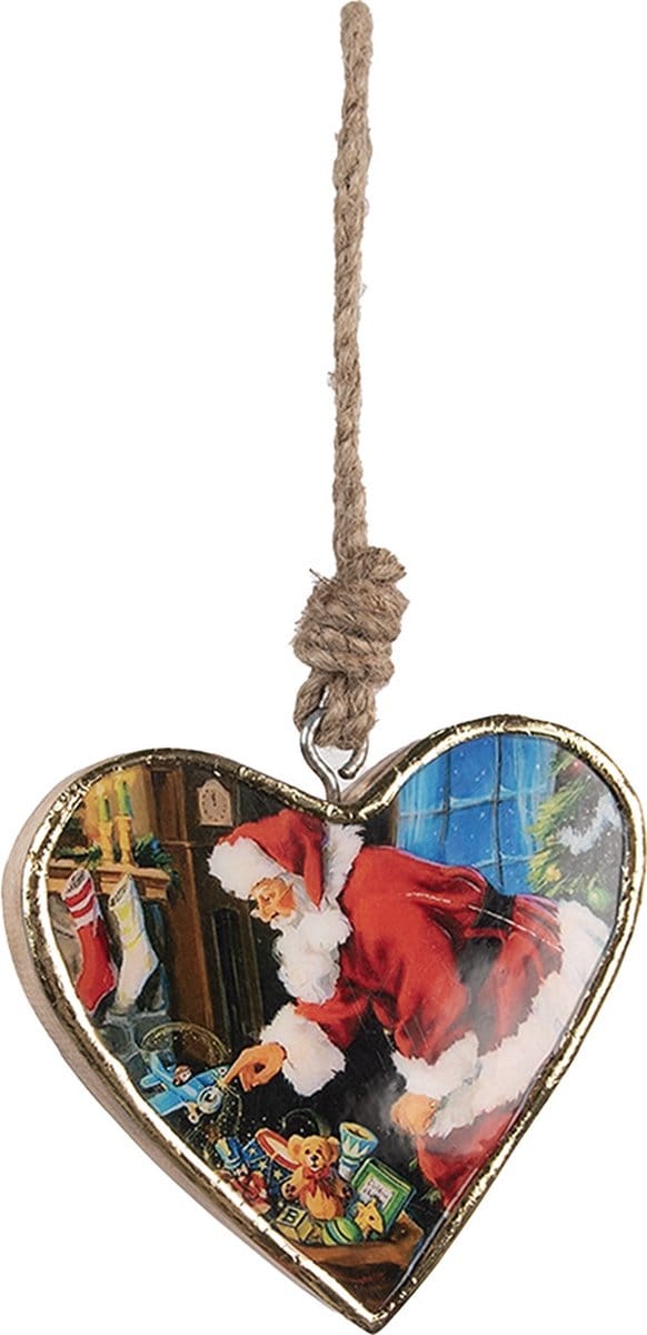 Clayre & Eef Kersthanger 10x2x10 cm Rood Hout Kerstman