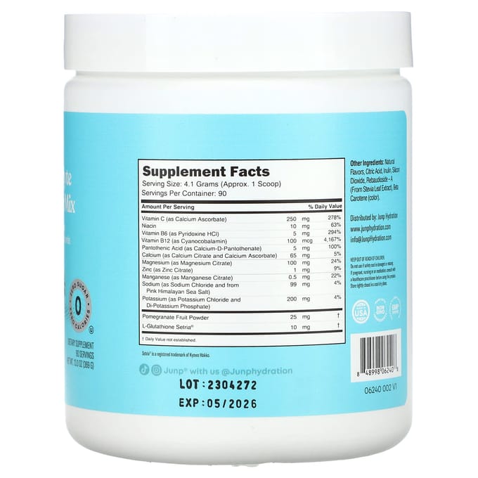 JUNP Hydratation, Mélange de Poudre d'Électrolytes, Pina Colada, 369 g (13,0 oz)