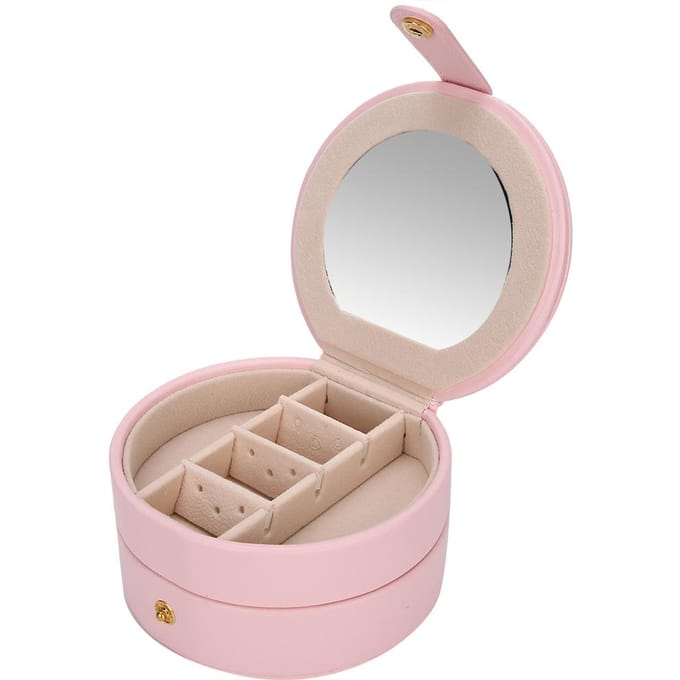 Sieradendoos PU Draagbaar Multifunctioneel Sieraden Ringen Oorbellen Opbergdoos Organizer(Roze ) white