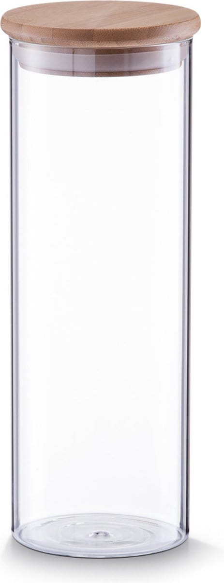 ZELLER Glazen opberger met bamboe deksel, 1600ml