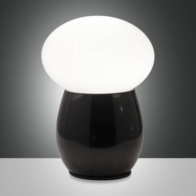 Fabas Luce Freddy tafellamp, zwart, hoogte 30 cm, geblazen glas, E27