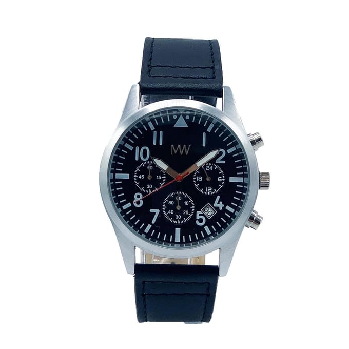 MW Horloge Chrono Milan leder zwart