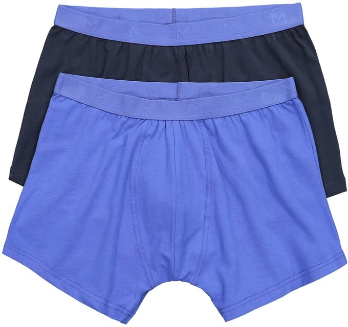 Men Plus - Heren - Midpants FLEXLASTIC® Buik-Fit set van 2 onderbroek - Azuurblauw - Maat L