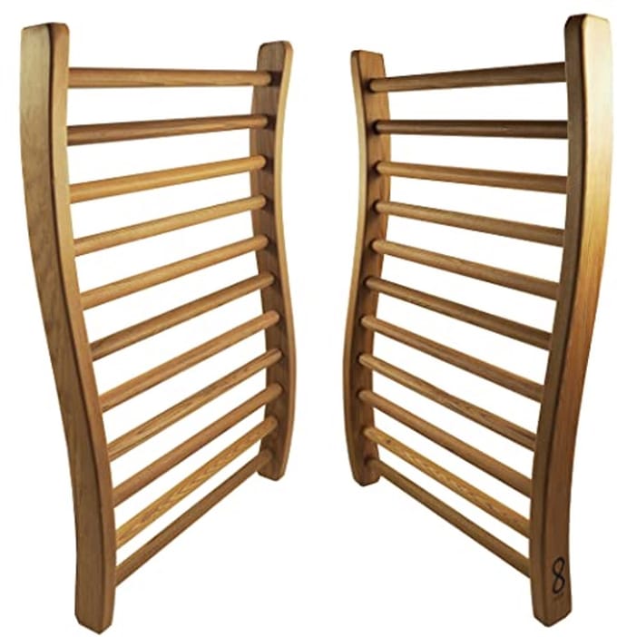 S-vormige Sauna Rugleuning Set van 2 - Ergonomisch en Natuurlijke Houtafwerking