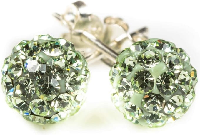 Karma Oorbellen Crystal Ball Green Zilver | 4 mm