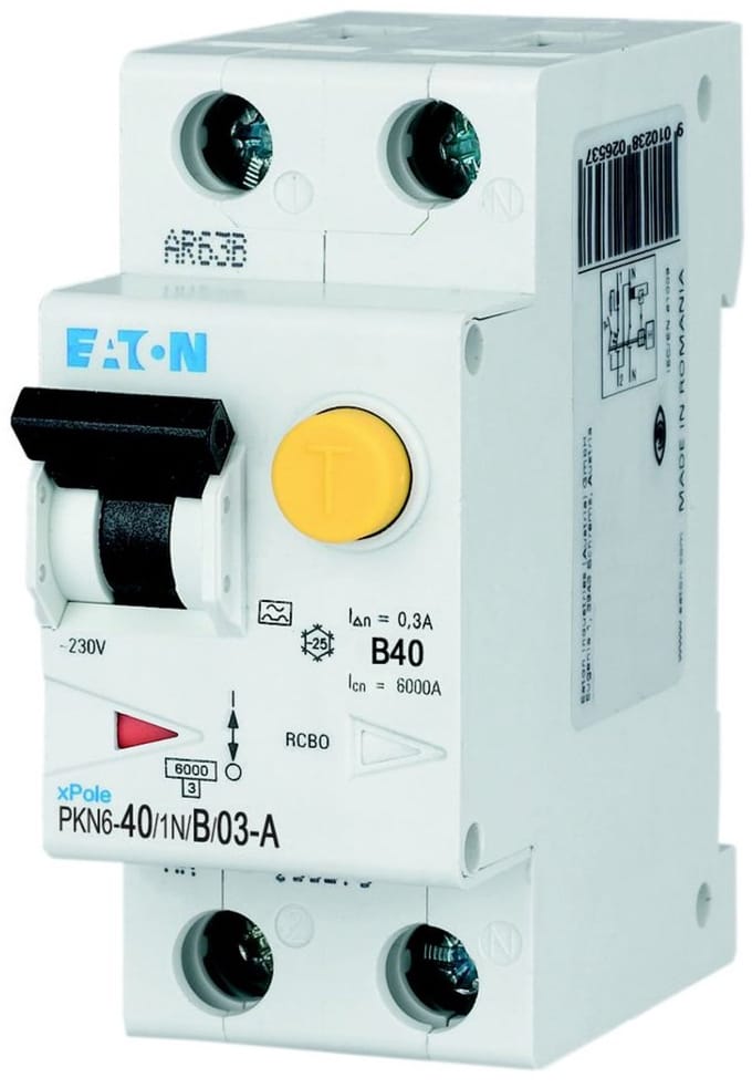 Eaton Aardlekautomaat 1P+N 40A/300mA B - PKN6-40/1N/B/03-A-MW - Type B