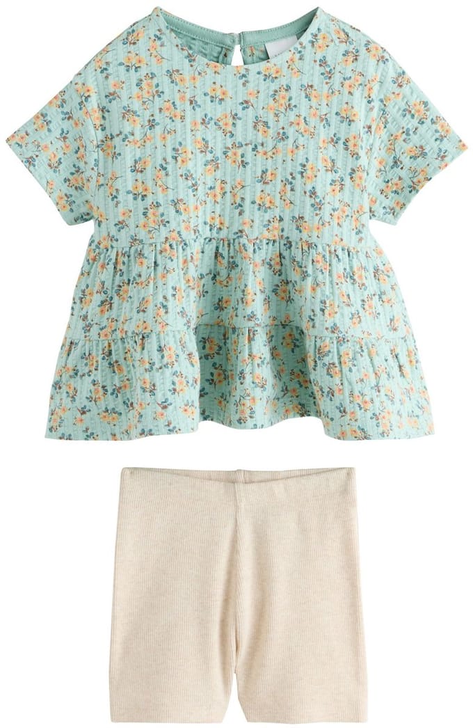 Next - Meisjes - Set van blouse met korte mouwen en short - Blauw