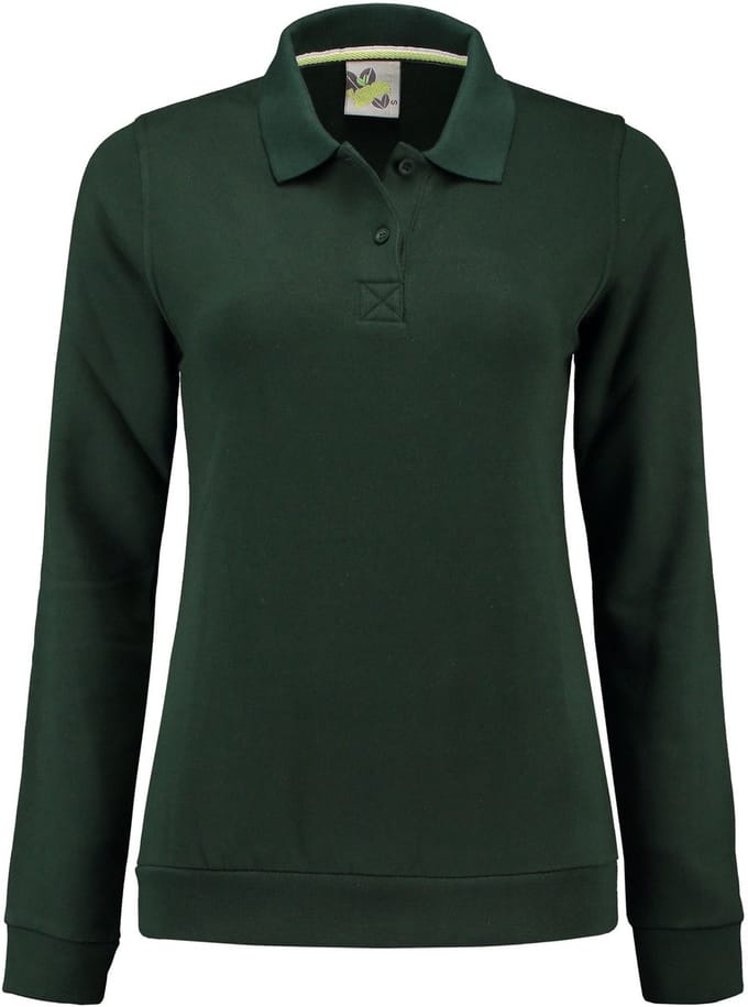Lemon & Soda polosweater voor dames in de kleur forest green in de maat M.