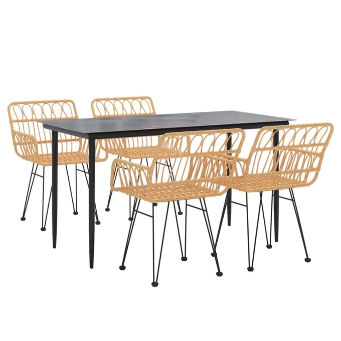 vidaXL - 5-delige - Tuinset - poly - rattan