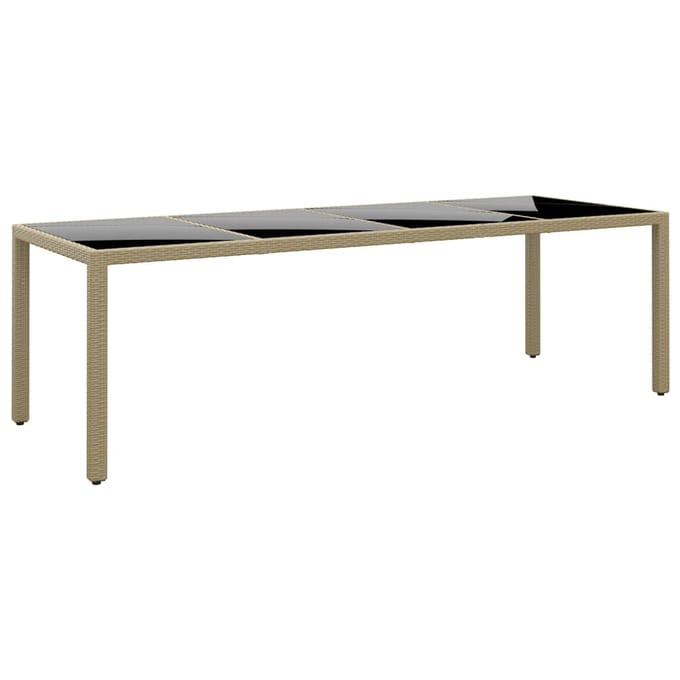 vidaXL - Tuintafel - met - glazen - blad - poly - rattan - beige