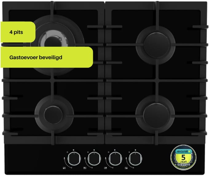 Exquisit EGK657STGB - Inbouw gaskookplaat