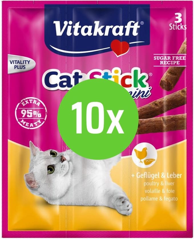 Vitakraft Catstick Mini - Gevogelte/Lever - 10 x 3 st