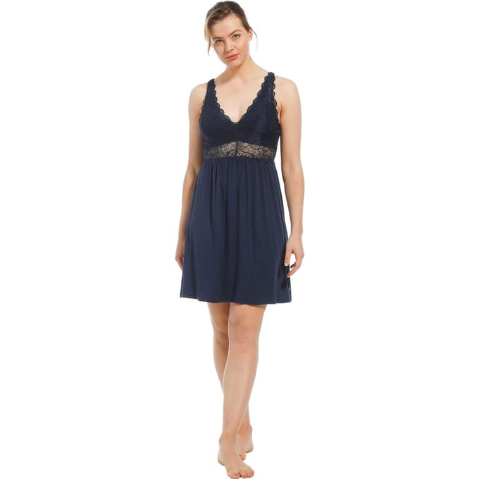Nachthemd Pastunette - Maat XL ( 48-50) - Premium Lace - Blauw - Viscose