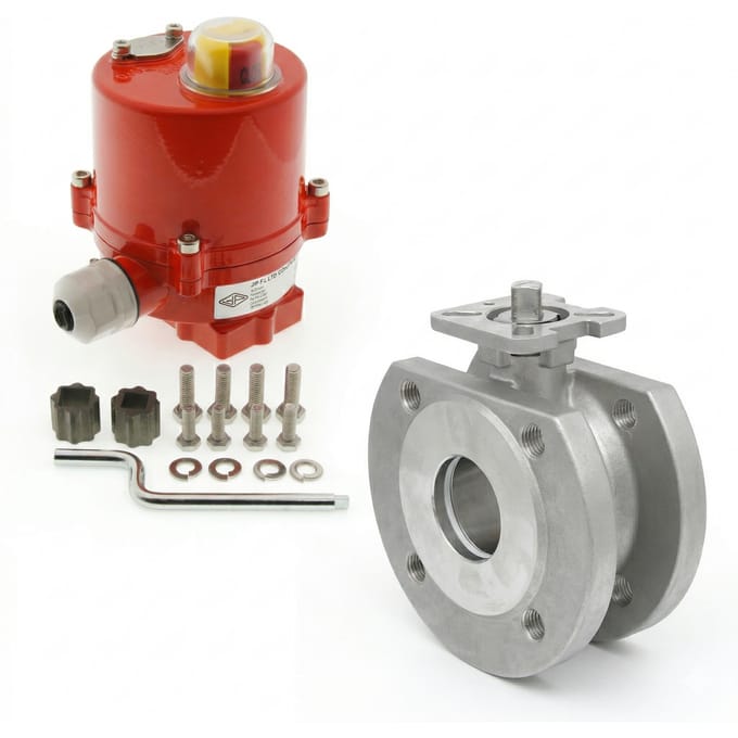 DN20 PN40 1-Delig 2-Weg Elektrische RVS Geflensd Kogelkraan 24 V AC/DC