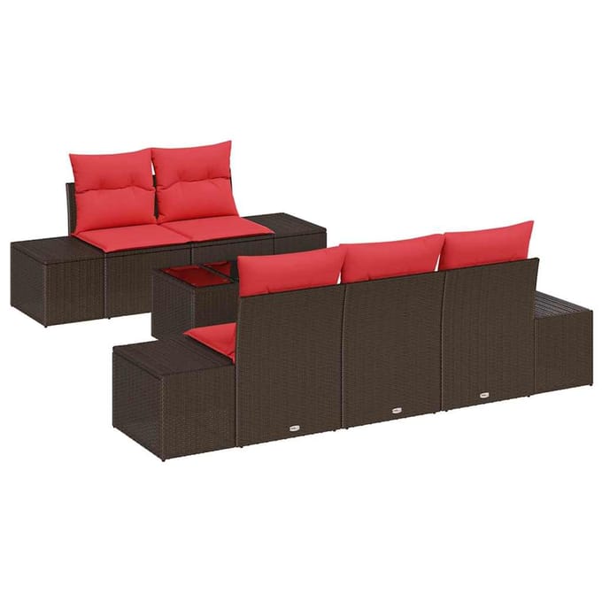 vidaXL Tuin Sofa Set 6 st Bruin poly rattan