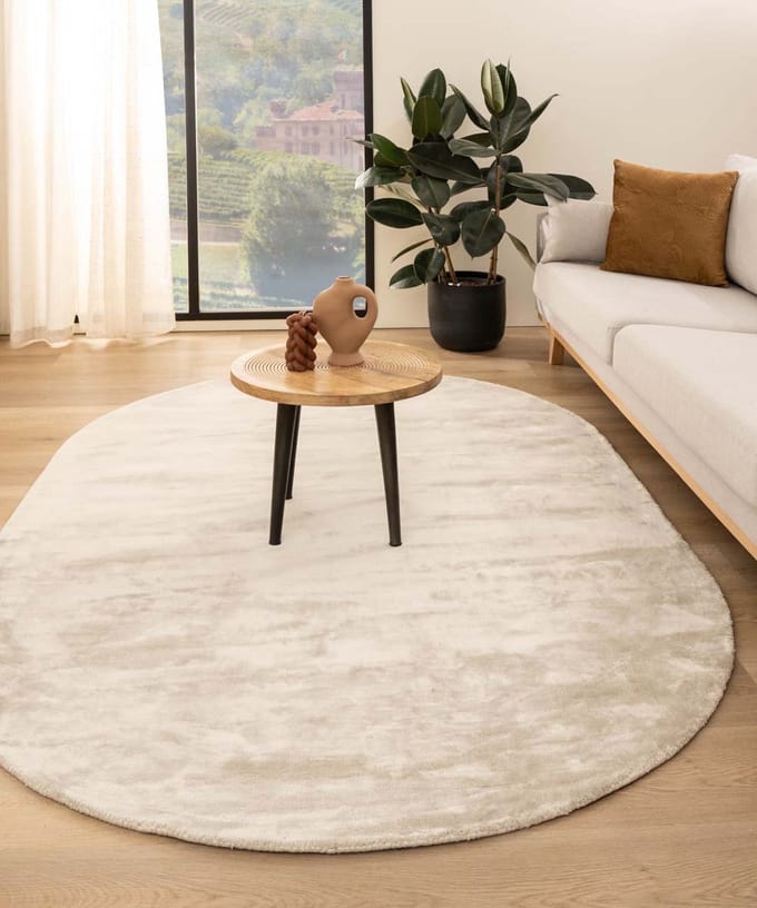 Viscose vloerkleed ovaal - Pearl ivoor 200x300