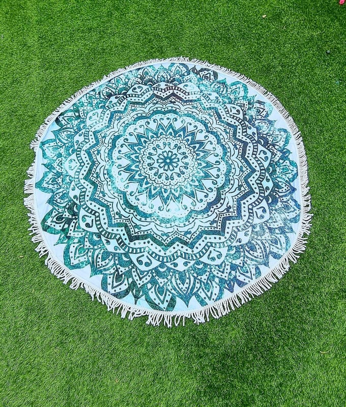 Mandala Groen - picknickkleed - Strandlaken - Badlaken - Handdoek - Rond kleed