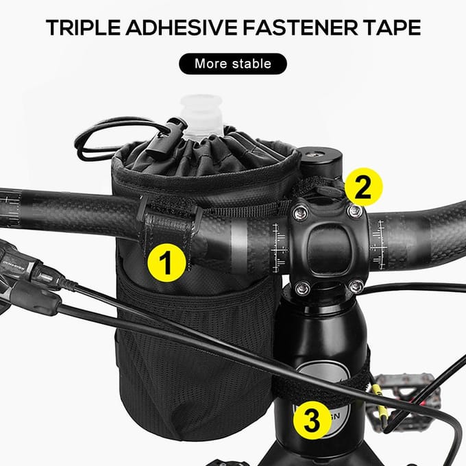 Sac de vélo isolé porte-bouteille de vélo couvercle de bouteille d'eau de cyclisme stockage de bouteille de boisson robuste noir