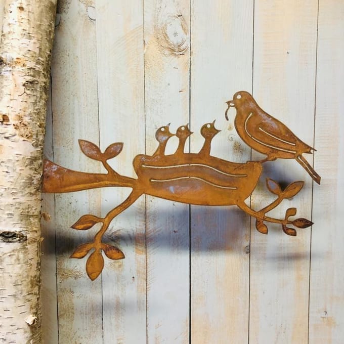 tuindecoratie Schroef vogelnestje 20cm Ecoroest