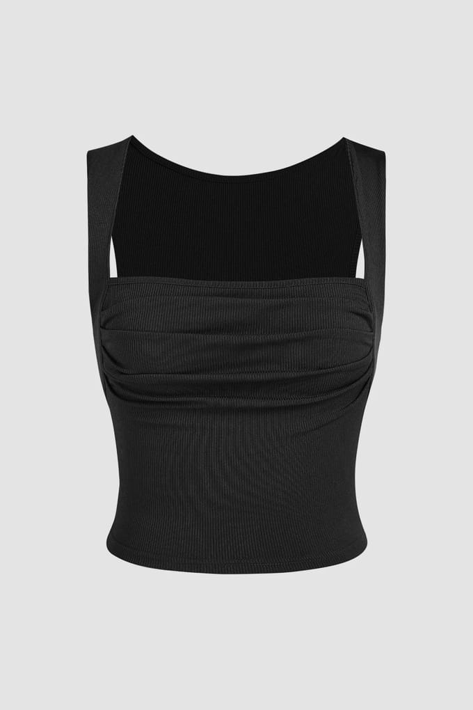 Gerimpelde Blouse met Vierkante Hals