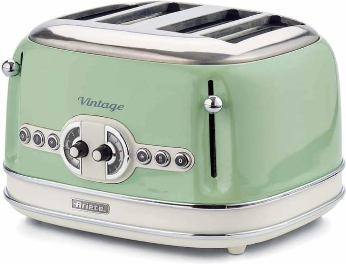 Ariete 0156/04 - Vintage broodrooster - 4 sleuven - 1630W - 6 standen - Groen