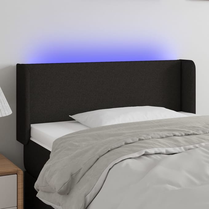 vidaXL - Hoofdbord - LED - 103x16x78/88 - cm - stof - zwart