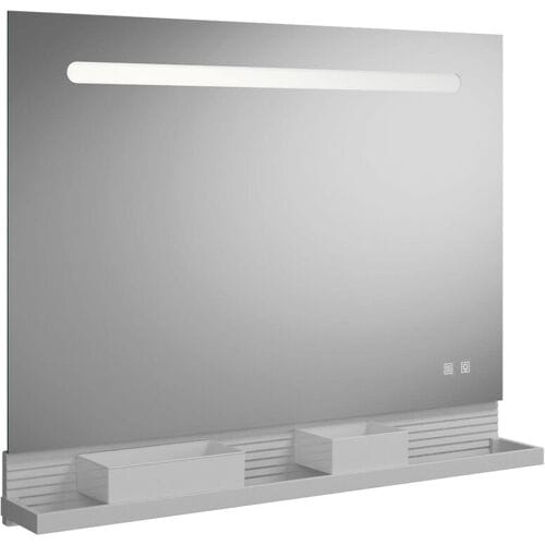 burgbad Fiumo bathroom mirror 100x87 cm with LED and railing white