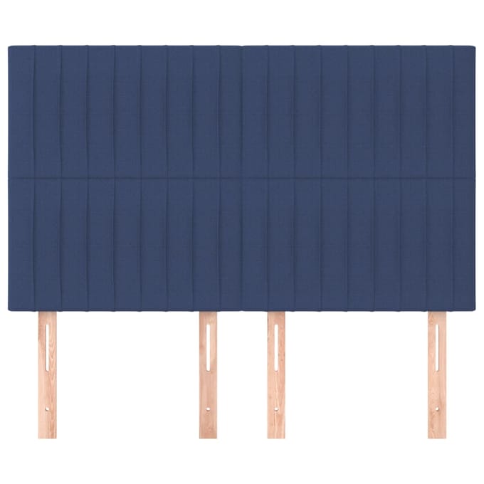 vidaXL - Hoofdbord - blauw - 144x5x118/128 - cm - stof
