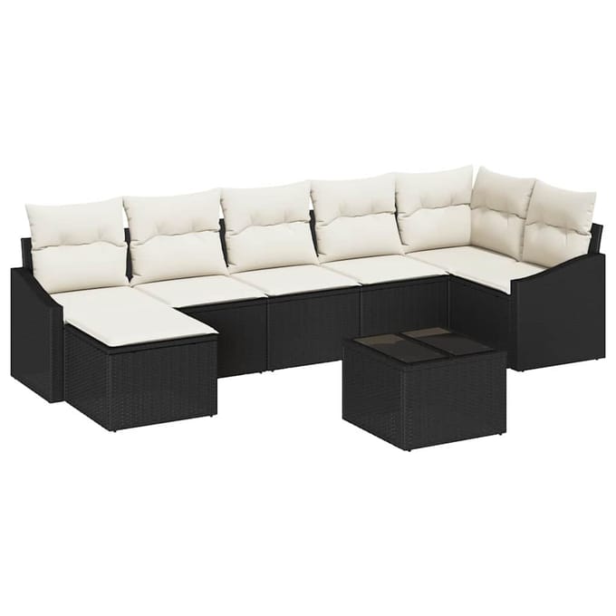 vidaXL Bankstel 8 st Zwart poly rattan