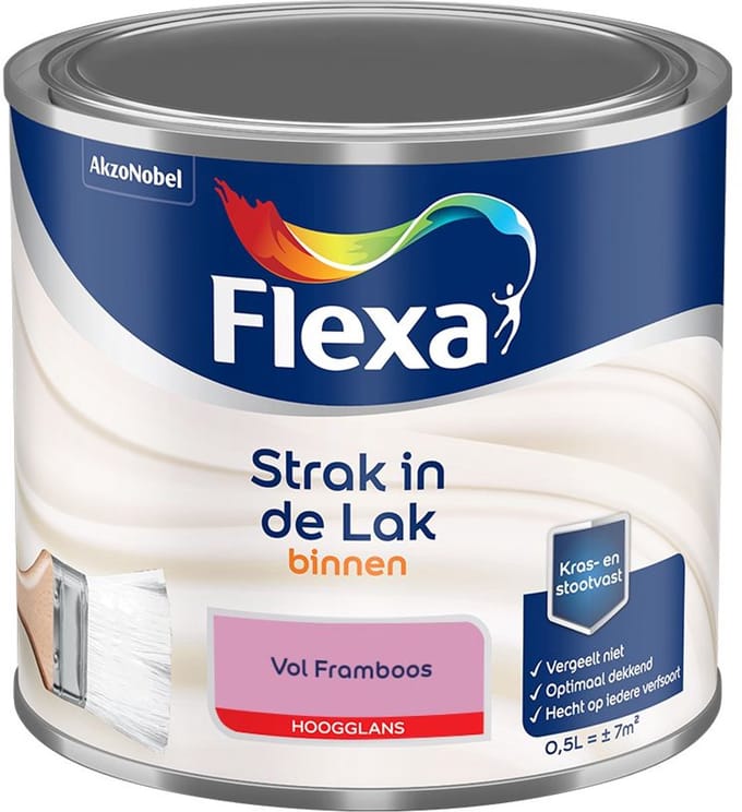 Flexa - Strak In De Lak Binnenlak Hoogglans - Vol Framboos - Mengverf - 500 Ml