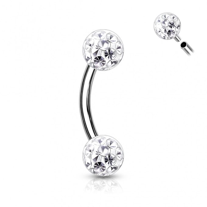 Piercing curved ferido 1.2x8x4 - zilver wit - LMPiercings
