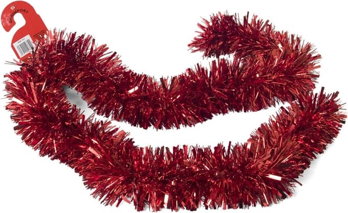 Kerstslingers - glitter rood - folie - 180 x 12 cm - extra brede slinger/kerstboom versiering
