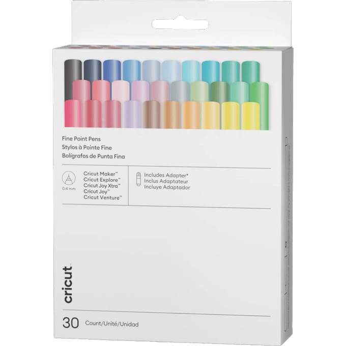 Cricut™ Pennen met extra fijne punt 0,4 mm – Ultimate (set van 30) + adapter