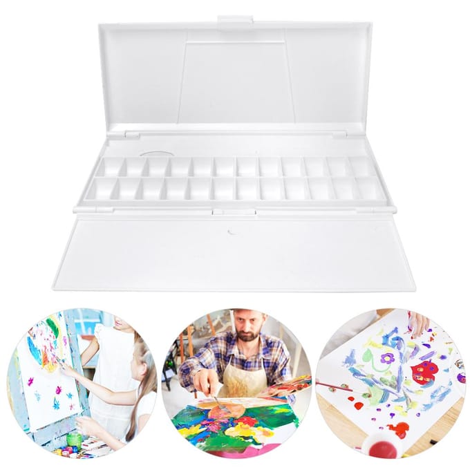 Verfpalet Draagbaar Wit Plastic Bakje Doos Aquarel Tekenen Schilderen Kunstgereedschap Benodigdheden white