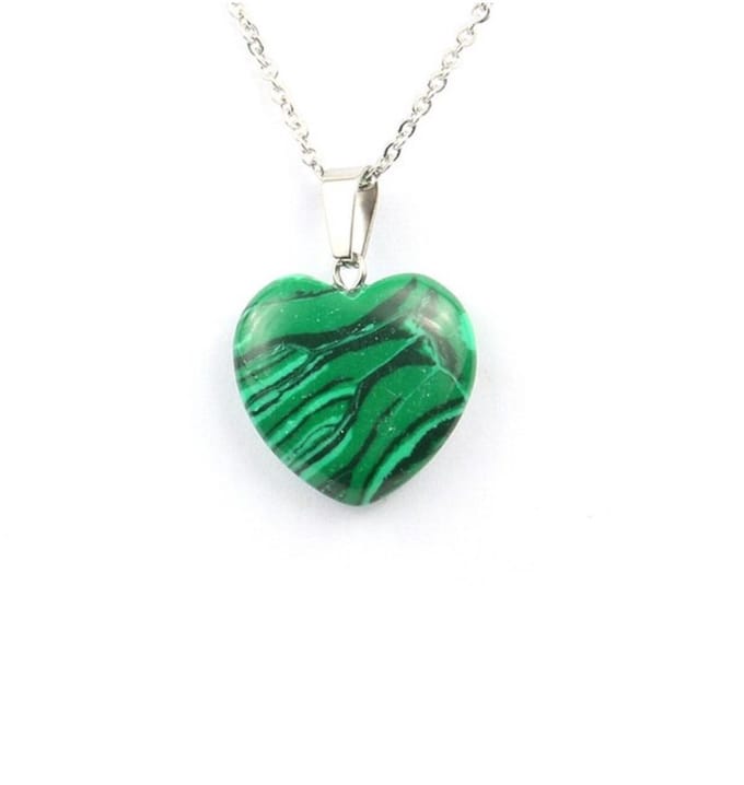 Malachiet Hartje - Natuursteen - ketting - hanger - natuursteen - wicca
