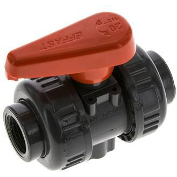 PVC 2-weg Kogelkraan Dubbele Wartel Rp 3/8'' FKM