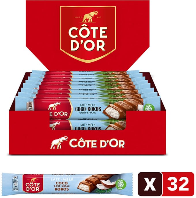 Côté d'Or chocoladerepen kokos melk - 44g x 32