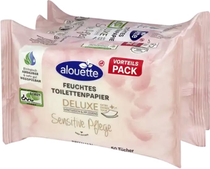 Alouette Vochtig Toiletpapier - Deluxe Sensitive | Voordeelpack - set van 3 - 3x50 Doekjes