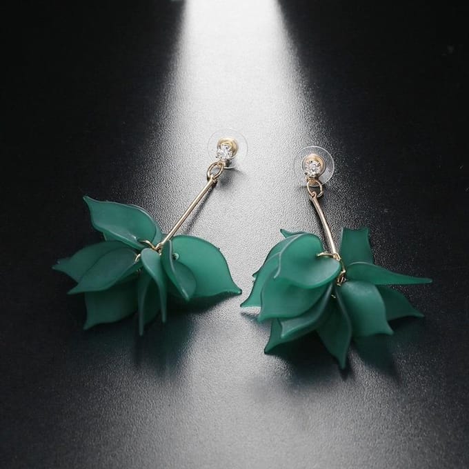 1 Paire de Boucles d'Oreilles Pendantes en Forme de Pétale, Accessoires de Boucles d'Oreilles Mode pour le Quotidien vert