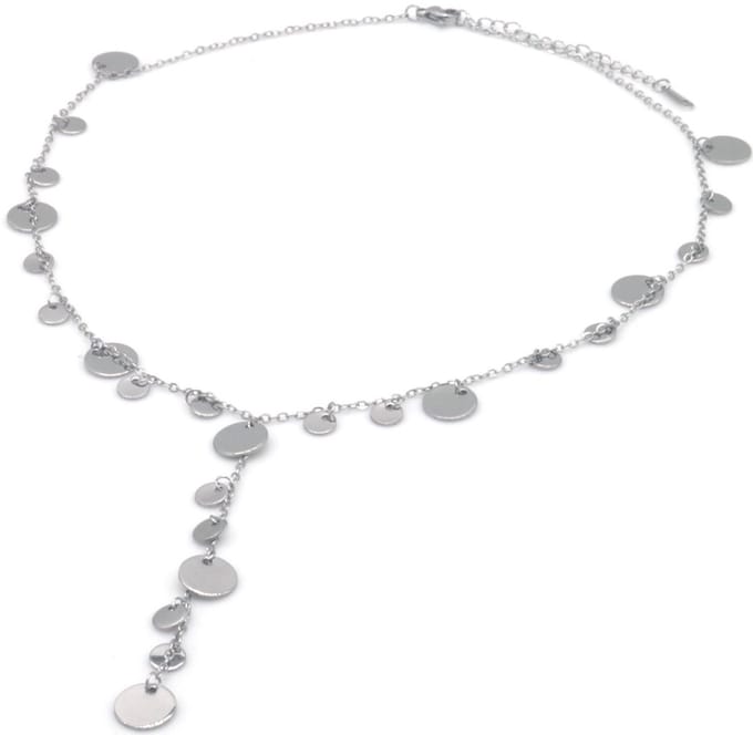 Damesketting – RVS – Munten Design – Zilverkleurig – 40-45cm