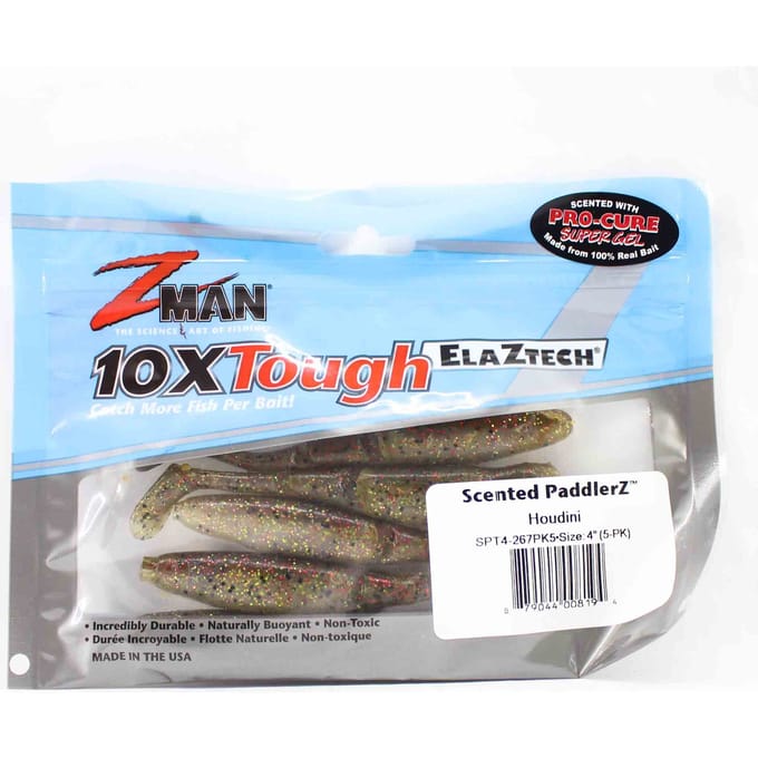 Zman Soft Lure Geurende PaddlerZ 4 Inch 5/Pack Houdini (8194)